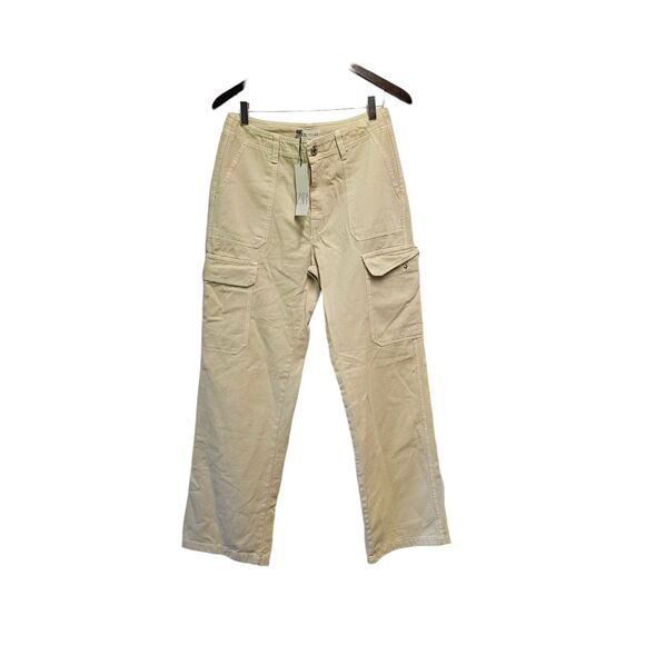 ZARA High-Rise Wide-Leg Flap Pockets Denim Cargo Pants  Size 6 - Picture 3 of 4